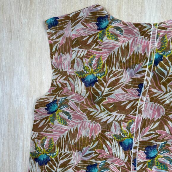 Cabi Sleeveless Tropical Print Parlor Resortwear Vacation Coastal Casual Top XL - Picture 15 of 16